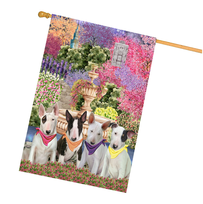 Bull Terrier Dogs House Flag: Explore a Variety of Designs, Weather Resistant, Double-Sided, Custom, Personalized, Home Outdoor Yard Decor for Dog and Pet Lovers