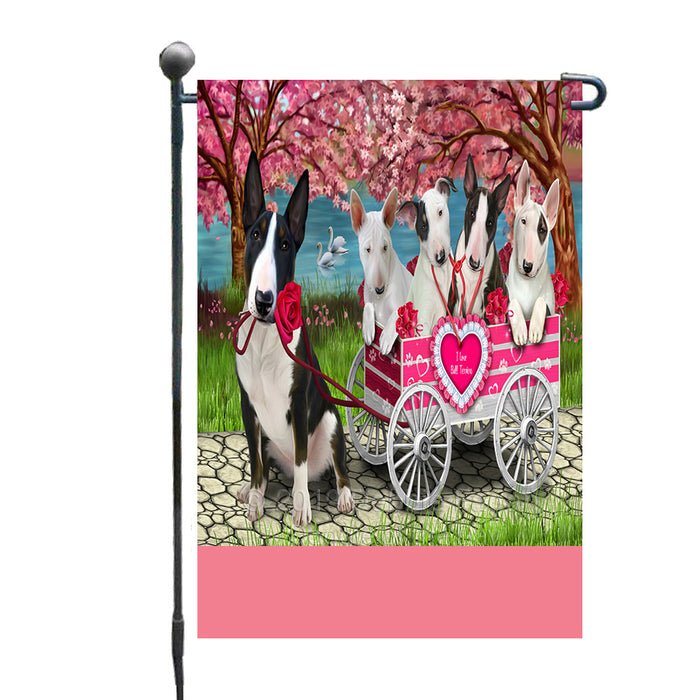 Personalized I Love Bull Terrier Dogs in a Cart Custom Garden Flags GFLG-DOTD-A62140