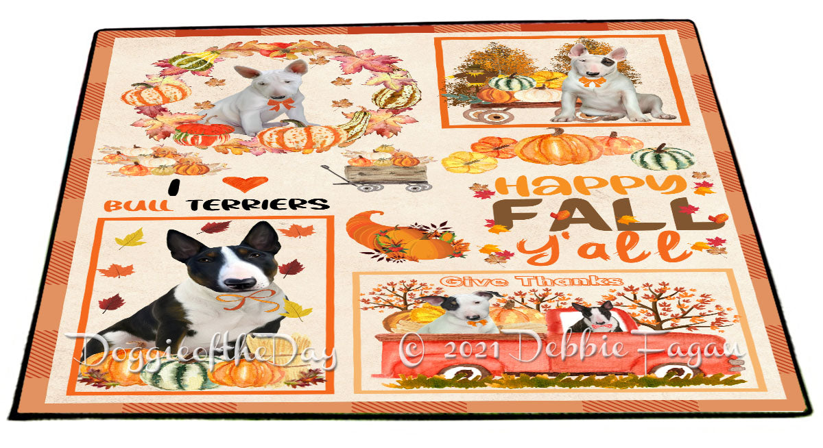 Happy Fall Y'all Pumpkin Bull Terrier Dogs Indoor/Outdoor Welcome Floormat - Premium Quality Washable Anti-Slip Doormat Rug FLMS58582