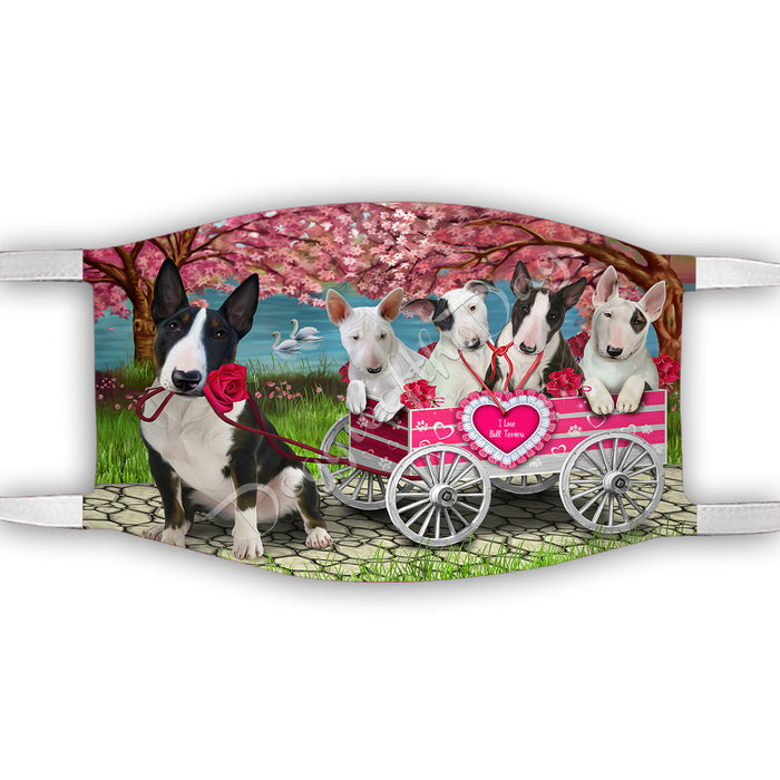 I Love Bull Terrier Dogs in a Cart Face Mask FM48129