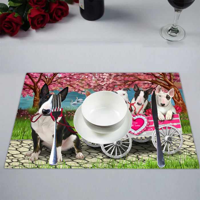 I Love Bull Terrier Dogs in a Cart Placemat