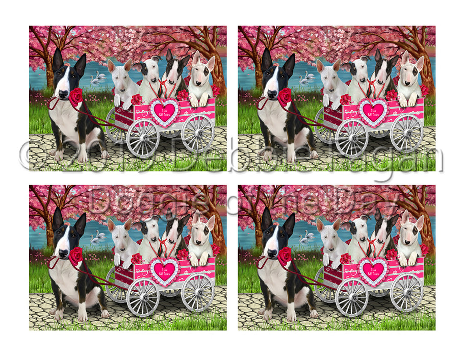I Love Bull Terrier Dogs in a Cart Placemat