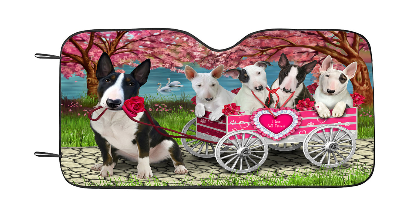 I Love Bull Terrier Dogs in a Cart Car Sun Shade