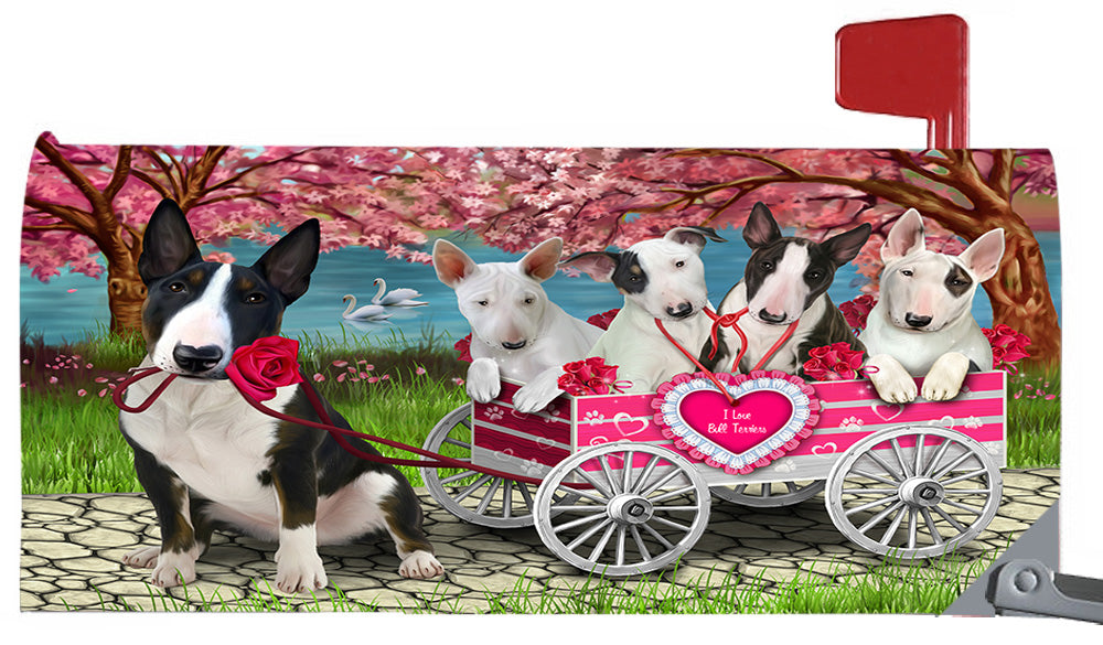 I Love Bull Terrier Dogs in a Cart Magnetic Mailbox Cover MBC48544