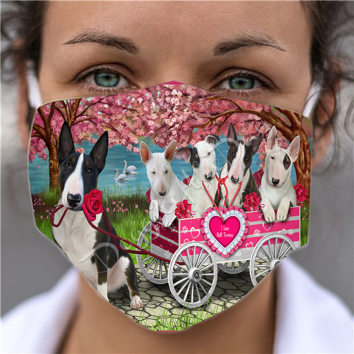 I Love Bull Terrier Dogs in a Cart Face Mask FM48129