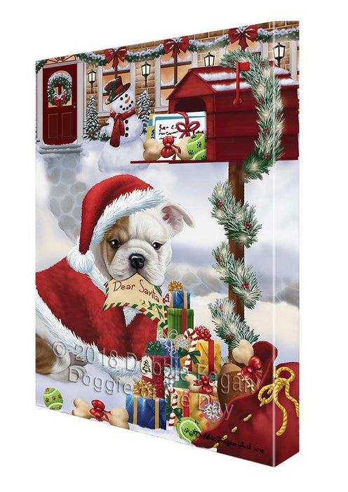 Bulldog Dear Santa Letter Christmas Holiday Mailbox Canvas Print Wall Art Décor CVS102761