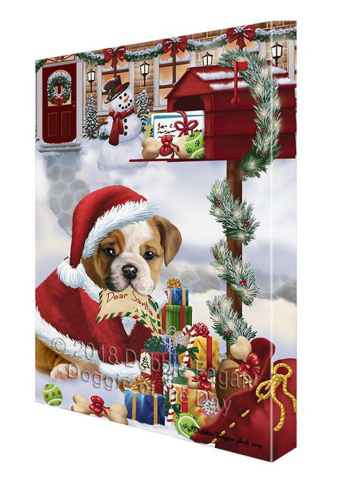 Bulldog Dear Santa Letter Christmas Holiday Mailbox Canvas Print Wall Art Décor CVS102770