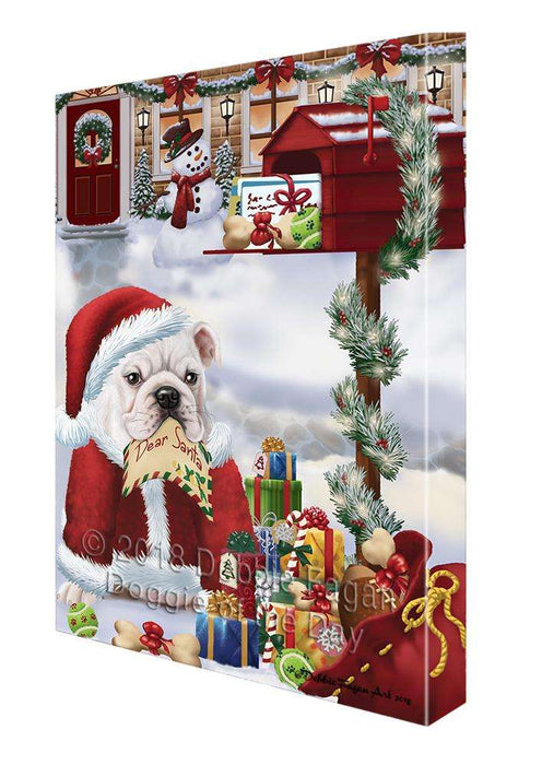 Bulldog Dear Santa Letter Christmas Holiday Mailbox Canvas Print Wall Art Décor CVS102779