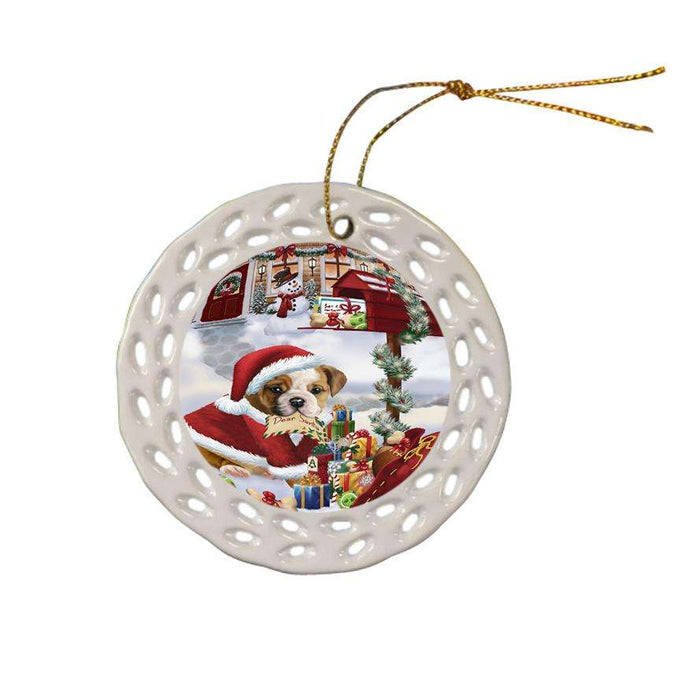 Bulldog Dear Santa Letter Christmas Holiday Mailbox Ceramic Doily Ornament DPOR53880
