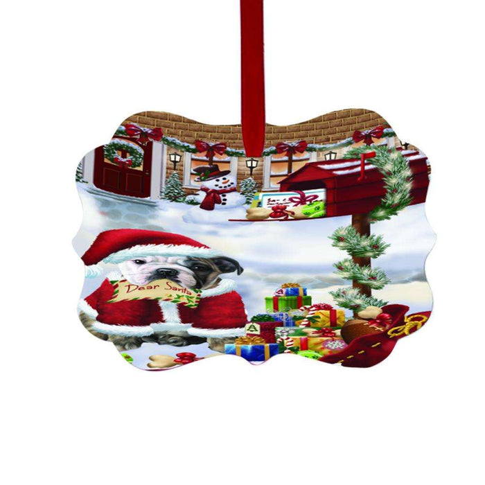 Bulldog Dear Santa Letter Christmas Holiday Mailbox Double-Sided Photo Benelux Christmas Ornament LOR49025