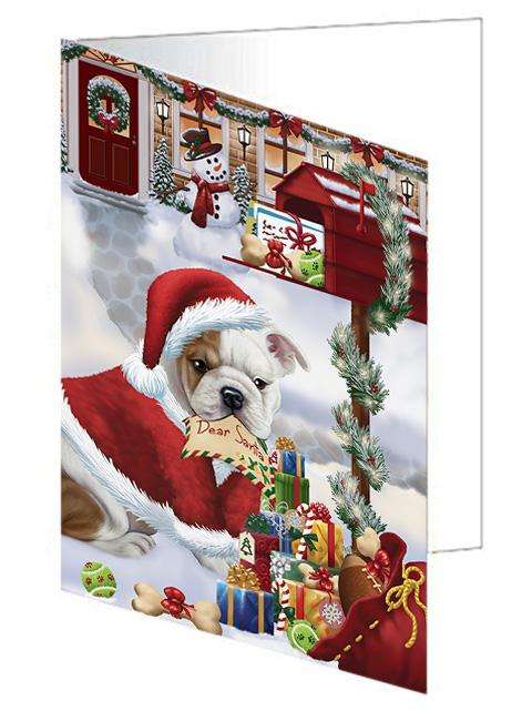 Bulldog Dear Santa Letter Christmas Holiday Mailbox Handmade Artwork Assorted Pets Greeting Cards and Note Cards with Envelopes for All Occasions and Holiday Seasons GCD65666