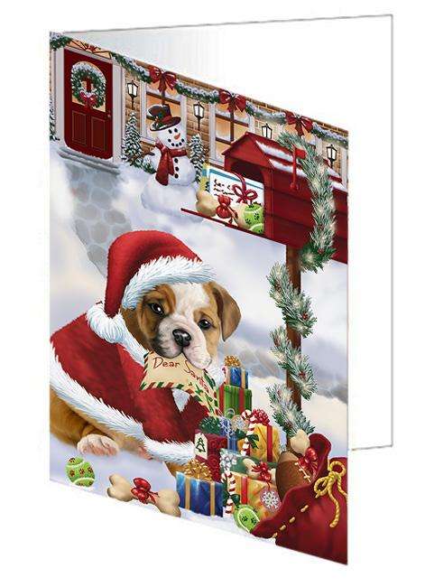 Bulldog Dear Santa Letter Christmas Holiday Mailbox Handmade Artwork Assorted Pets Greeting Cards and Note Cards with Envelopes for All Occasions and Holiday Seasons GCD65669