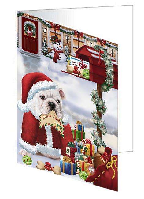 Bulldog Dear Santa Letter Christmas Holiday Mailbox Handmade Artwork Assorted Pets Greeting Cards and Note Cards with Envelopes for All Occasions and Holiday Seasons GCD65672