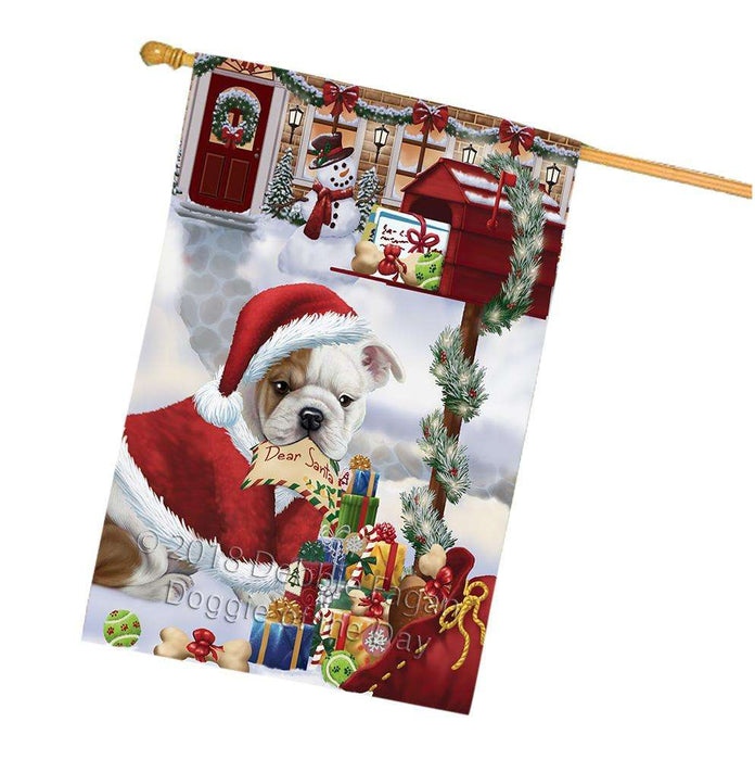 Bulldog Dear Santa Letter Christmas Holiday Mailbox House Flag FLG54077
