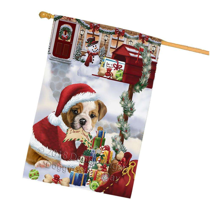 Bulldog Dear Santa Letter Christmas Holiday Mailbox House Flag FLG54078