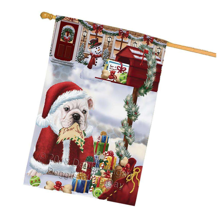 Bulldog Dear Santa Letter Christmas Holiday Mailbox House Flag FLG54079