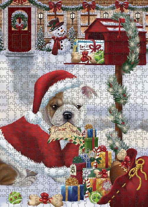 Bulldog Dear Santa Letter Christmas Holiday Mailbox Puzzle with Photo Tin PUZL82672