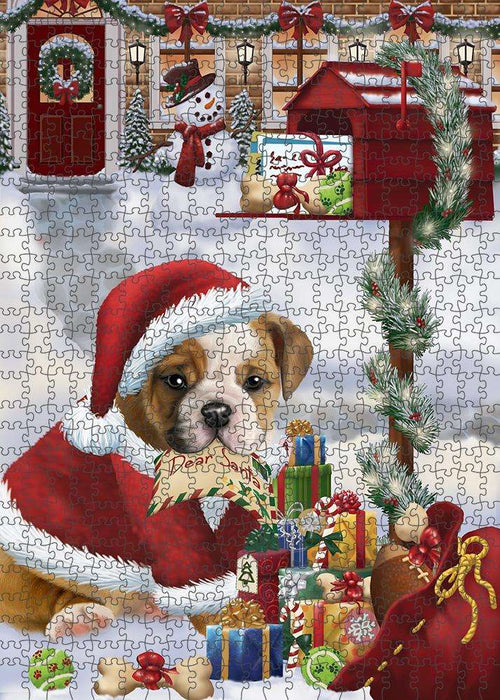 Bulldog Dear Santa Letter Christmas Holiday Mailbox Puzzle with Photo Tin PUZL82676