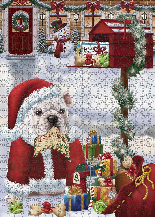 Bulldog Dear Santa Letter Christmas Holiday Mailbox Puzzle with Photo Tin PUZL82680