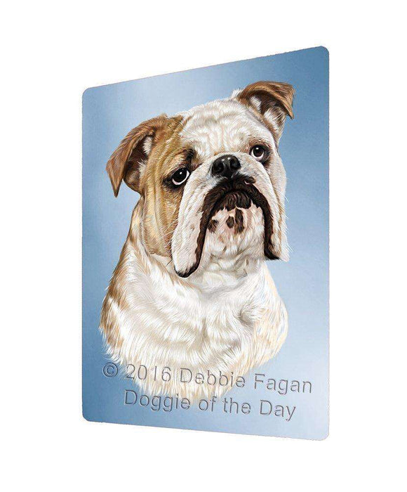 Bulldog Dog Art Portrait Print Woven Throw Sherpa Plush Fleece Blanket