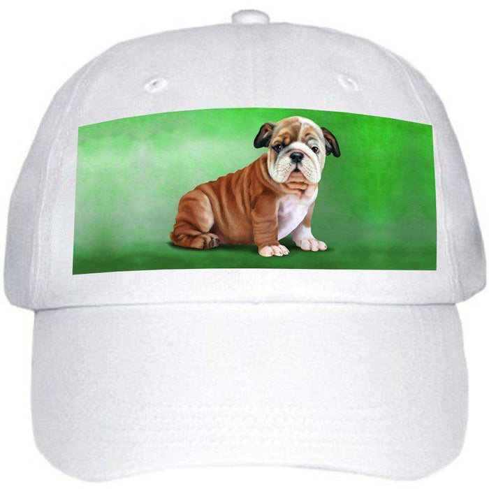 Bulldog Dog Ball Hat Cap Off White