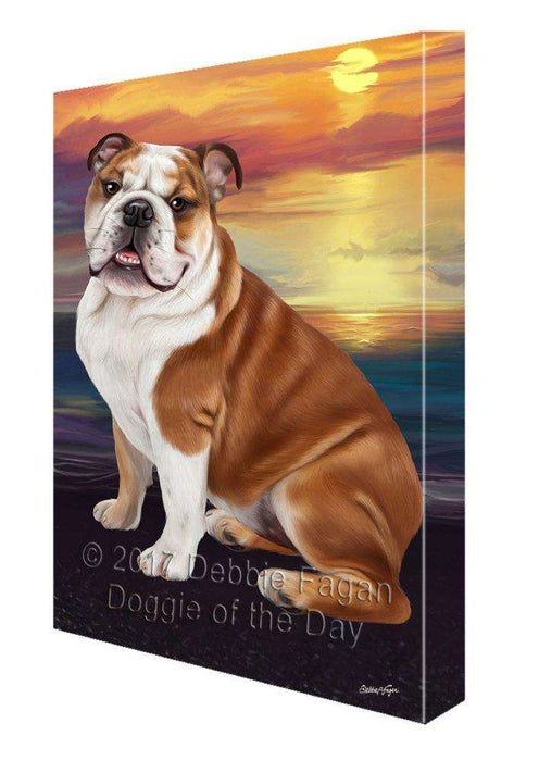 Bulldog Dog Painting Printed on Canvas Wall Art Signed
