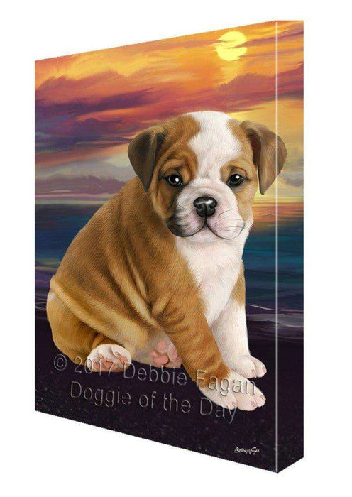 Bulldog Dog Painting Printed on Canvas Wall Art Signed