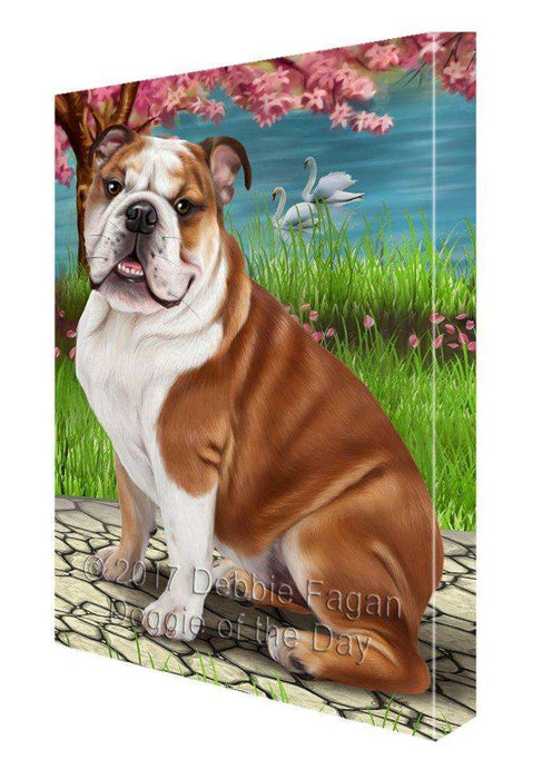 Bulldog Dog Painting Printed on Canvas Wall Art Signed