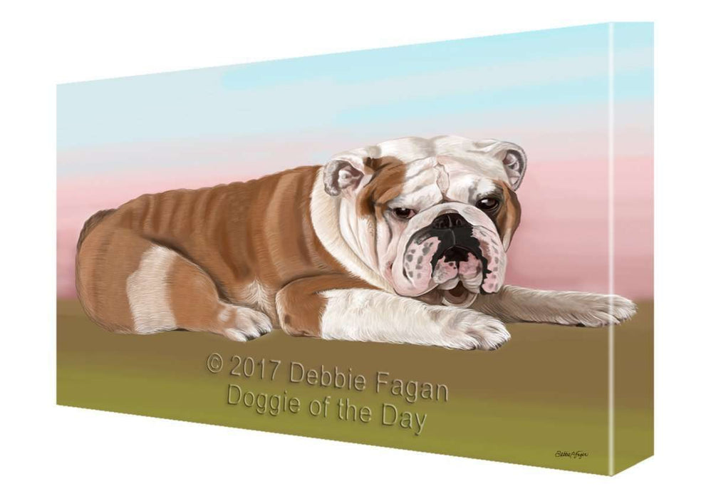 Bulldog Dog Painting Printed on Canvas Wall Art Signed