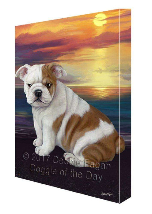 Bulldog Dog Painting Printed on Canvas Wall Art Signed