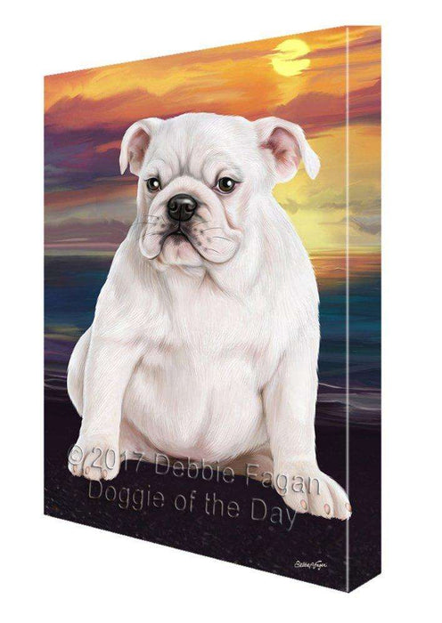 Bulldog Dog Painting Printed on Canvas Wall Art Signed