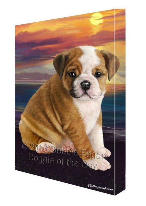 Bulldog Dog Painting Printed on Canvas Wall Art