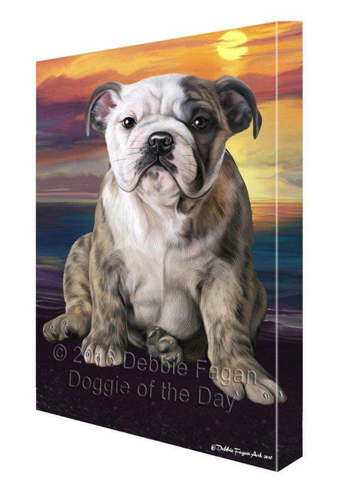 Bulldog Dog Painting Printed on Canvas Wall Art