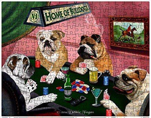 Bulldog Dogs Playing Poker 500 Pc. Puzzle with Photo Tin