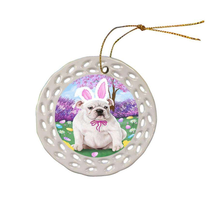 Bulldog Easter Holiday Ceramic Doily Ornament DPOR49080