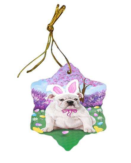 Bulldog Easter Holiday Star Porcelain Ornament SPOR49072