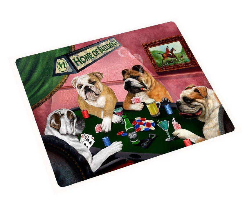 Bulldog Large Tempered Cutting Board 4 Dogs Playing Poker
