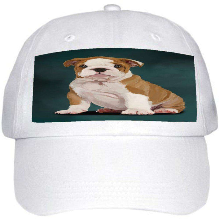 Bulldog Puppy Dog Ball Hat Cap Off White