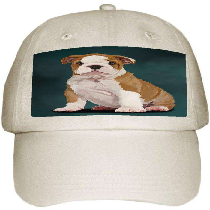 Bulldog Puppy Dog Ball Hat Cap Off White