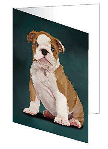 Bulldog Puppy Dog Handmade Artwork Assorted Pets Greeting Cards and Note Cards with Envelopes for All Occasions and Holiday Seasons