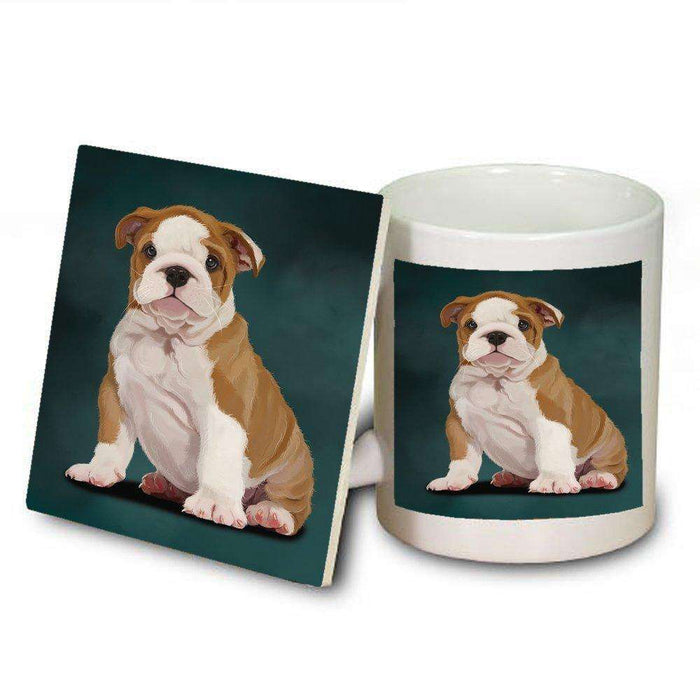Bulldog Puppy Dog Mug and Coaster Set