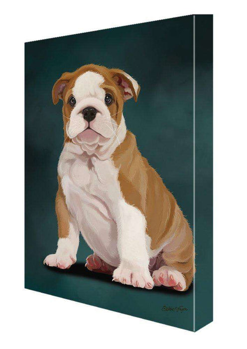 Bulldog Puppy Dog Painting Printed on Canvas Wall Art Signed