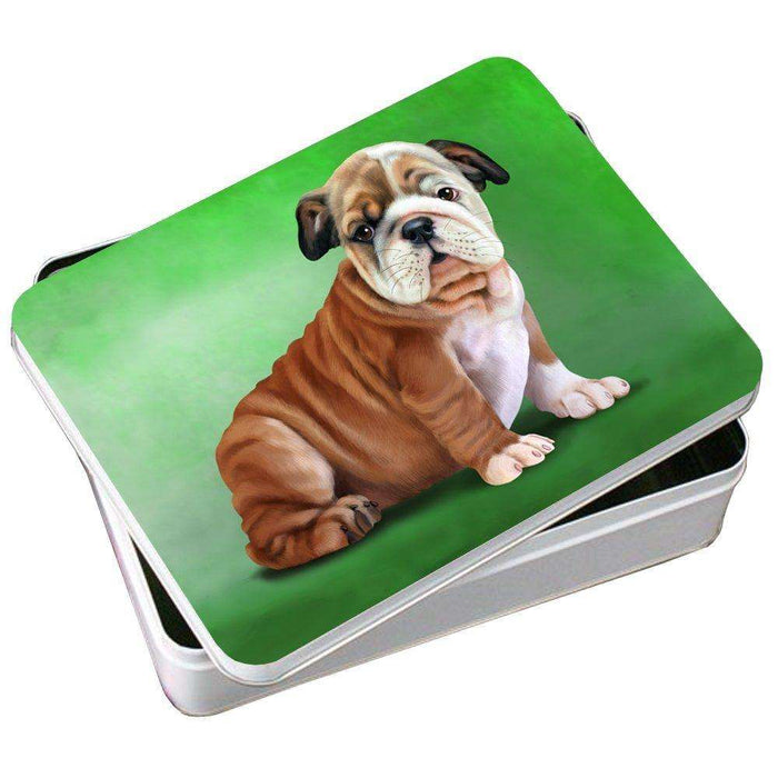 Bulldog Puppy Dog Photo Storage Tin