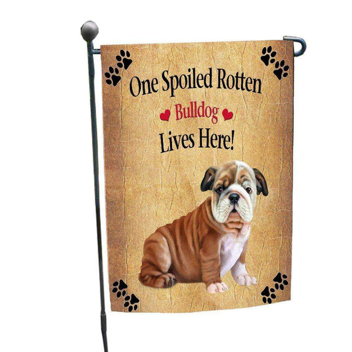 Bulldog Puppy Spoiled Rotten Dog Garden Flag