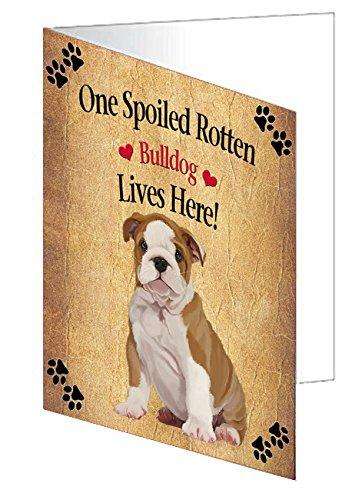 Bulldog Puppy Spoiled Rotten Dog Handmade Artwork Assorted Pets Greeting Cards and Note Cards with Envelopes for All Occasions and Holiday Seasons