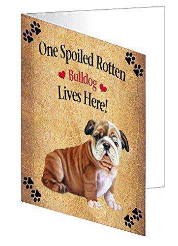 Bulldog Puppy Spoiled Rotten Dog Handmade Artwork Assorted Pets Greeting Cards and Note Cards with Envelopes for All Occasions and Holiday Seasons