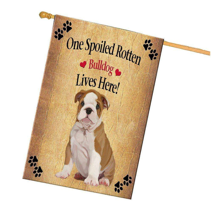 Bulldog Puppy Spoiled Rotten Dog House Flag