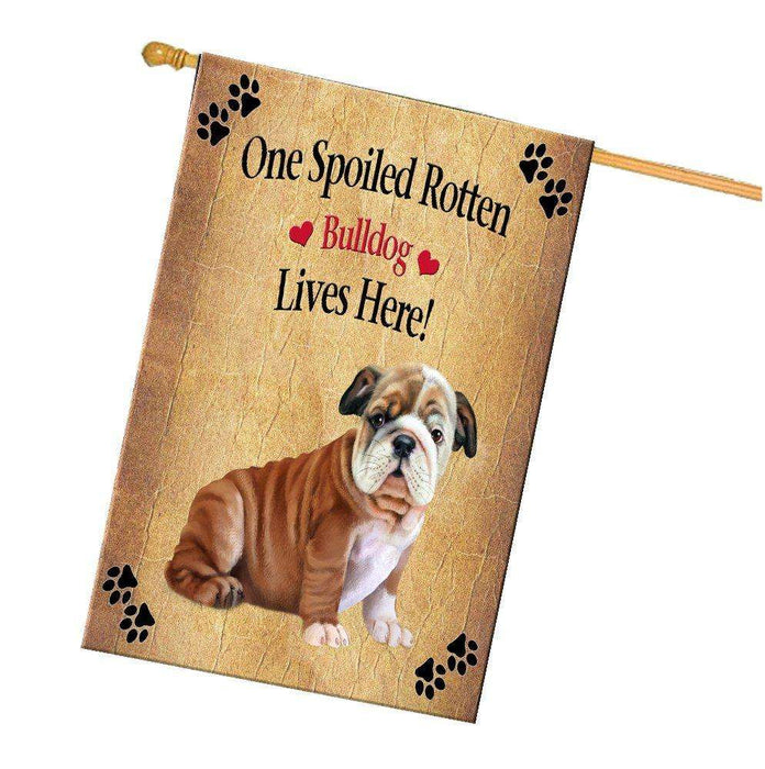 Bulldog Puppy Spoiled Rotten Dog House Flag