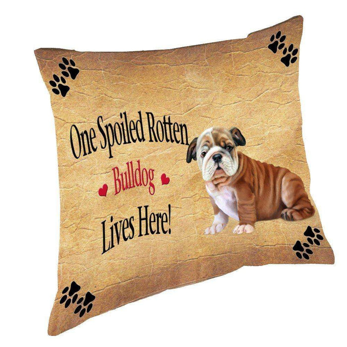 Bulldog Puppy Spoiled Rotten Dog Throw Pillow