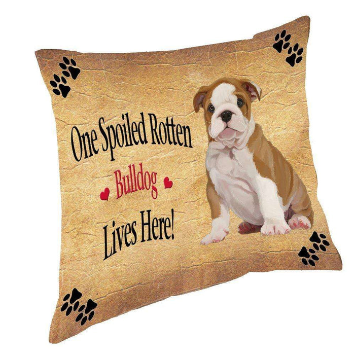 Bulldog Puppy Spoiled Rotten Dog Throw Pillow